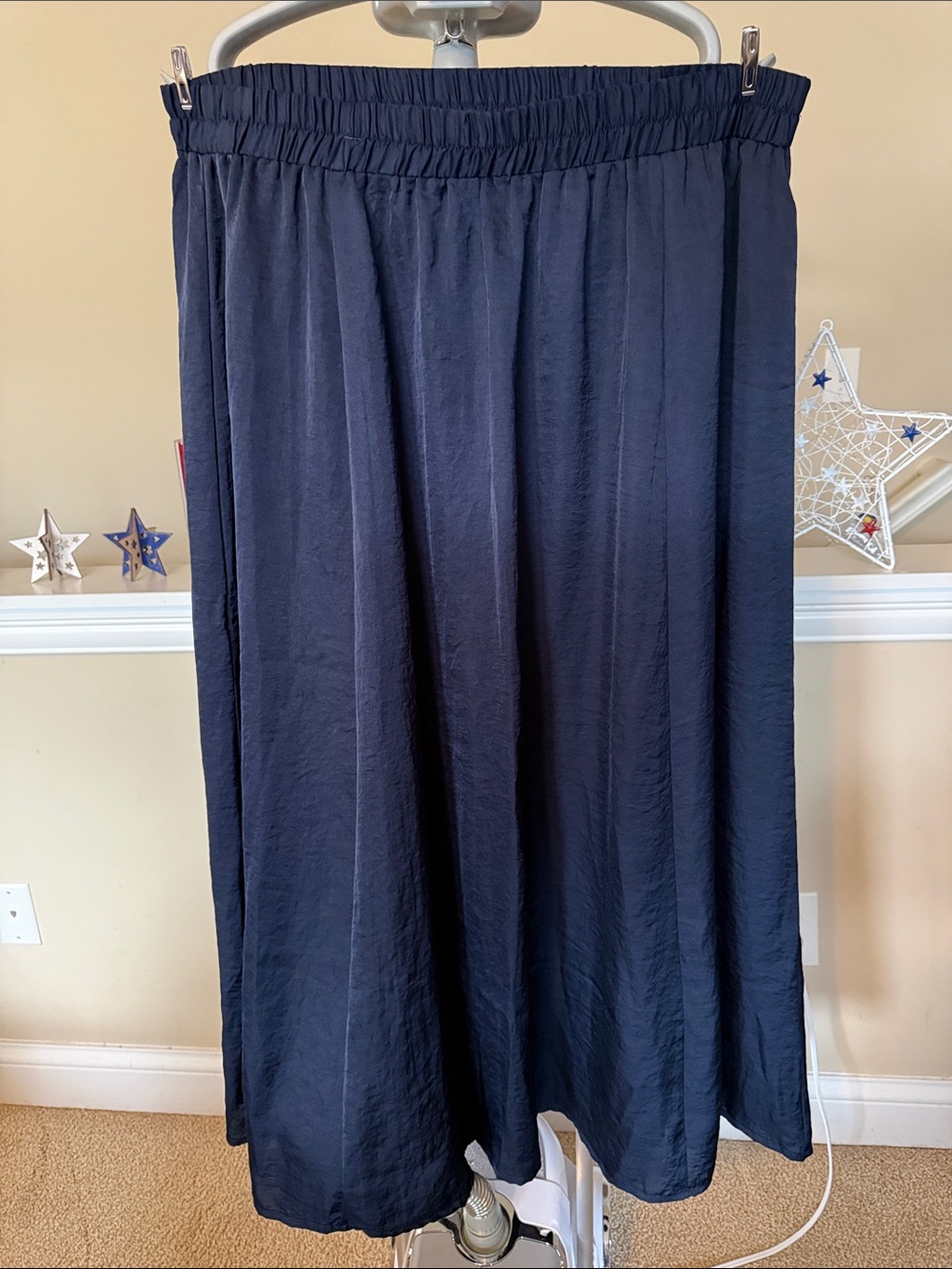 Lane Bryant Navy Elastic-Waist Maxi Skirt